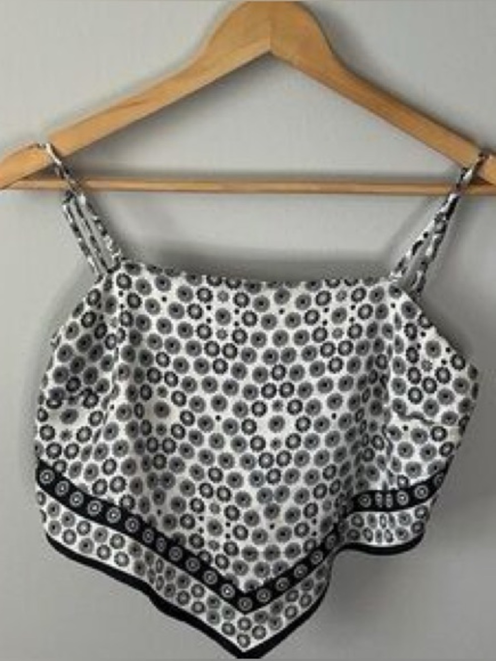 Garage Black & White Printed Handkerchief Hem Cami Tie Top